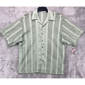 NWT VTG James Lord Collection Shirt XL Green Short Sleeve‎ Button Up DEADSTOCK